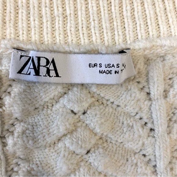 ZARA Knit Woven Pearl Details Sweater Vest Size Small - Picture 4 of 5
